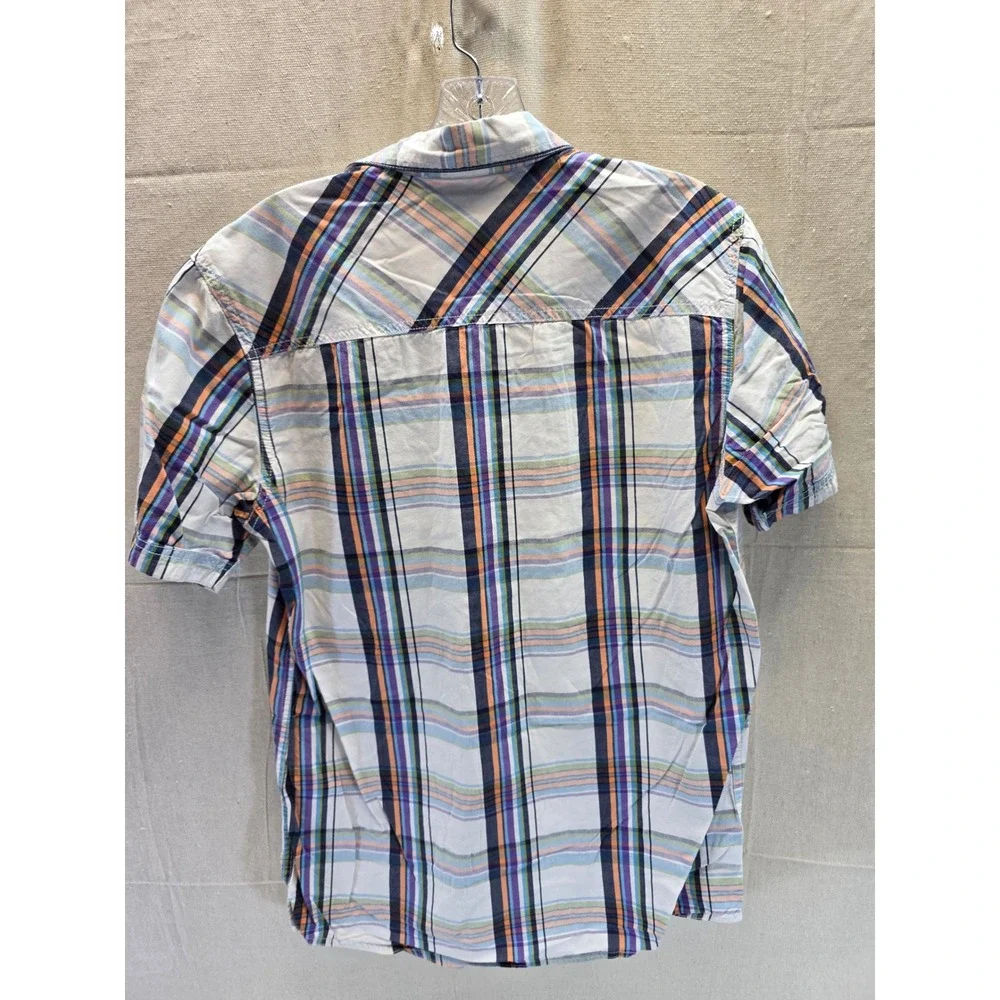 Red Camel Mens‎ Short Sleeve Plaid Button Down Shirt Multi-Color Cotton Size M